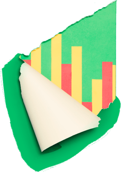 bar graph behind paper tear
