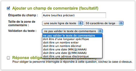 SurveyMonkey - Options de validation de réponses simples, mais avancées. SurveyMonkey - Options de validation de réponses simples, mais avancées.